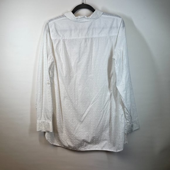 Tommy Hilfiger Women's White Poplin Dot Long Sleeve Button Front Blouse Size M - Picture 4 of 4